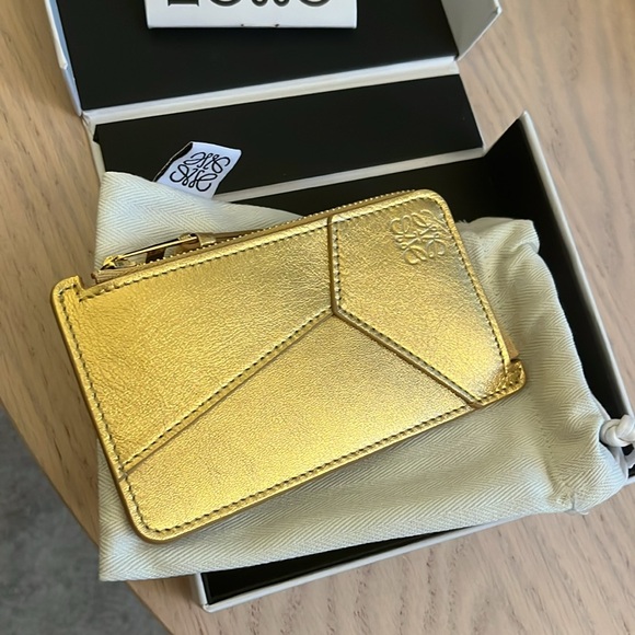 NWT Loewe Puzzle Coin Cardholder Wallet Metallic Gold Leather - Picture 6 of 8